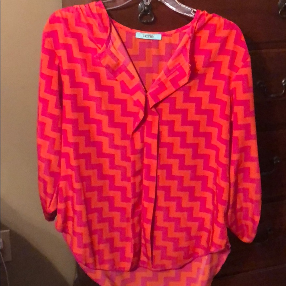 Karlie Vibrant orange/fuschia blouse